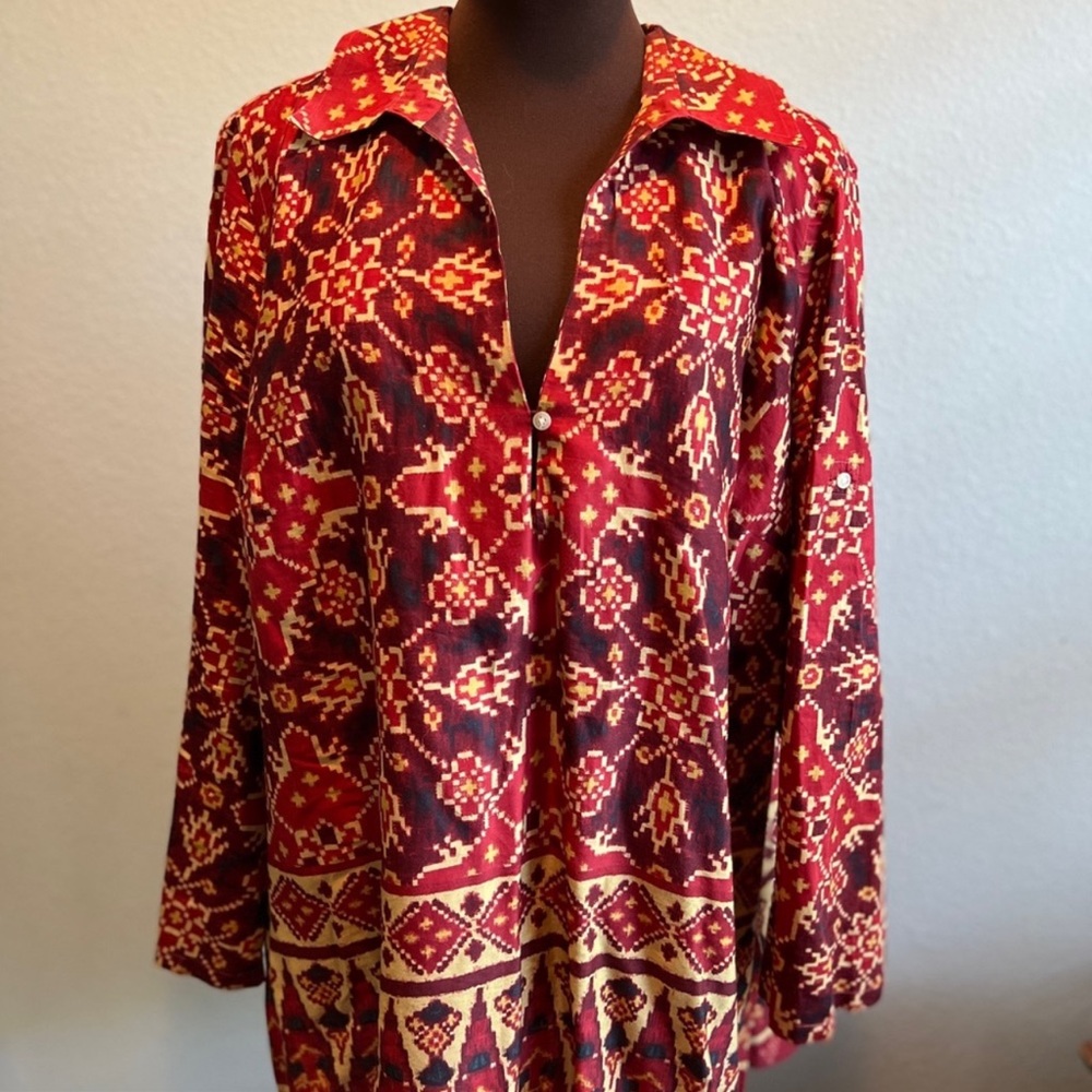 RALPH LAUREN Aztec Western Southwestern Button Front Top Blouse Plus Sz 1X NWOT!